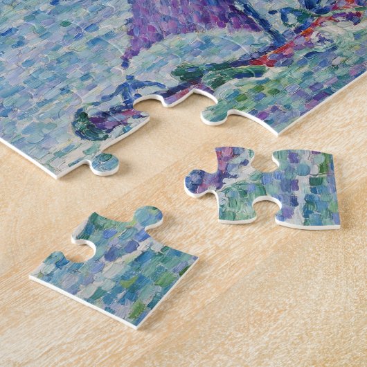 Fine Art Painting Sea Port Ships Bridge Light Blue Legpuzzel (Zijkant)