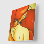 Fine Art Pensive Lady in Oranje Vierkante Klok (Hoek)