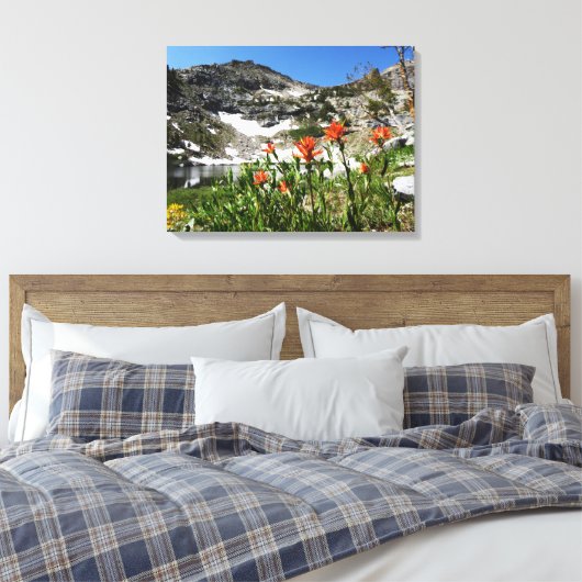 Fine Art Photo, Mountains Lake Wildflower, Nevada Canvas Afdruk (Insitu (Slaapkamer))