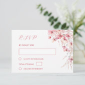 Fine Art Pink Boho Floral Wedding RSVP Kaartje (Staand voorkant)