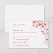 Fine Art Pink Boho Floral Wedding RSVP Kaartje (Voorkant / Achterkant)