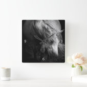 Fine Art Pony Head en Mane Vierkante Klok (Huis)