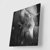 Fine Art Pony Head en Mane Vierkante Klok (Hoek)
