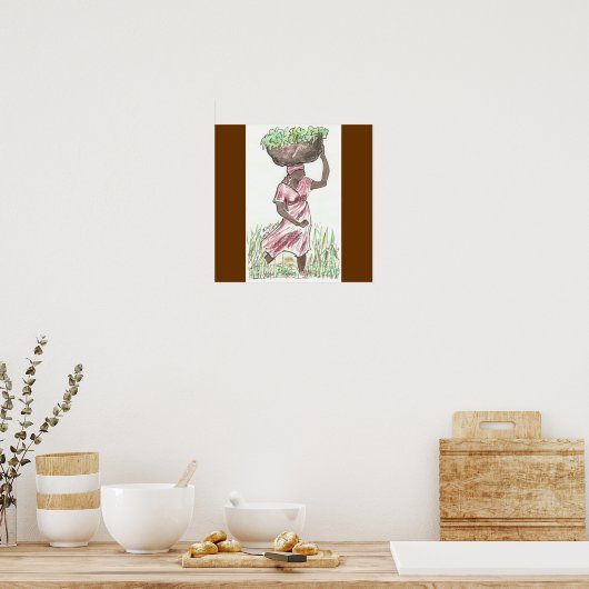 Fine Art Print op canvas/Haïtiaanse vrouw (Keuken)