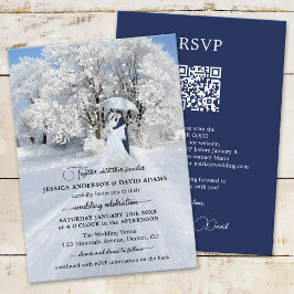 Fine Art QR Code Winter Wonderland Wedding Kaart