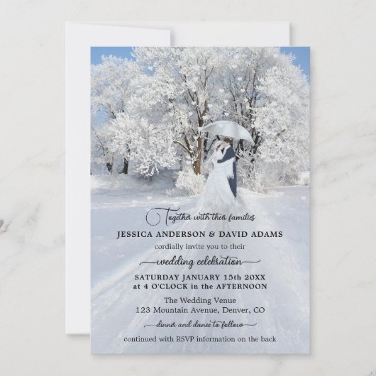 Fine Art QR Code Winter Wonderland Wedding Kaart (Voorkant)