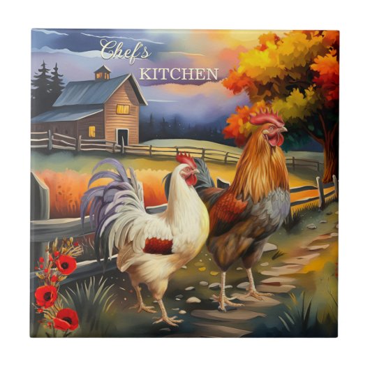 Fine Art Rooster Boerderij Keuken Tegel Tegeltje (Voorkant)