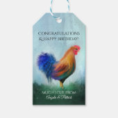 Fine Art Rooster Painting Gefeliciteerd Cadeaud La Cadeaulabel (Voorkant)