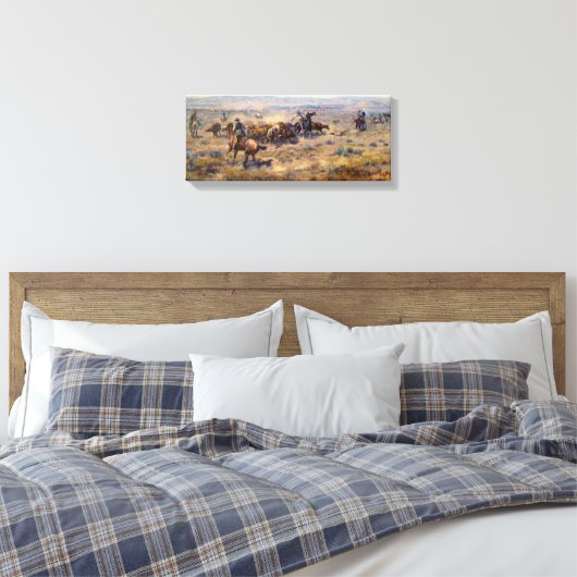Fine Art Roundup van Charles Marion Russell Canvas Afdruk (Insitu (Slaapkamer))