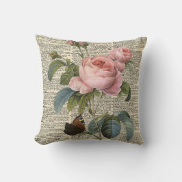 Fine art roze roos en  woordenboek kussen