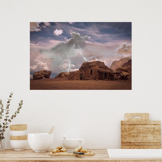 Fine Art Southwest Desert Lightning Landschap Poster (Keuken)