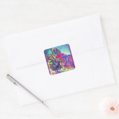 Fine Art sticker, Ernst, De stad met dieren, Vierkante Sticker (Envelop)