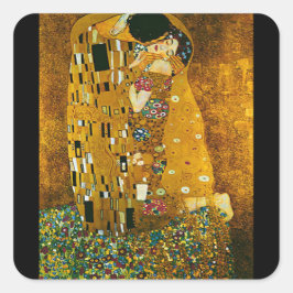 Fine Art sticker, Gustav Klimt, de kus, Vierkante Sticker