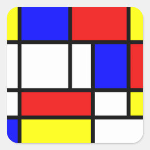 Fine Art sticker, Mondriaan, Compositie Vierkante Sticker