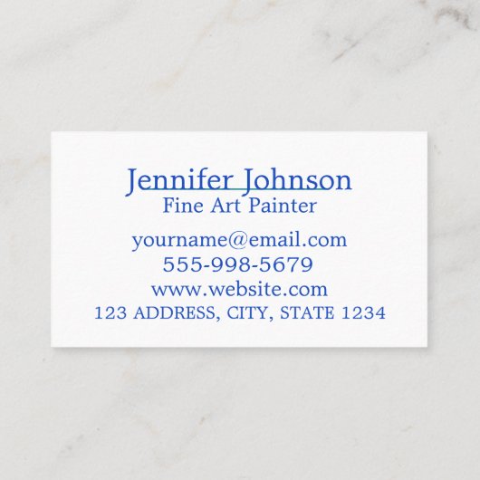 Fine Art Studio White — verf voor Blauwgroen drift Visitekaartje (Achterkant)