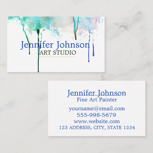 Fine Art Studio White — verf voor Blauwgroen drift Visitekaartje (Voorkant / Achterkant)