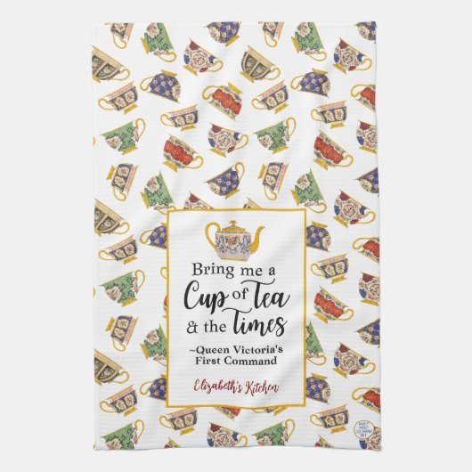 Fine Art Teacup Patroon Koningin Victoria Tea Part Theedoek (Verticaal)