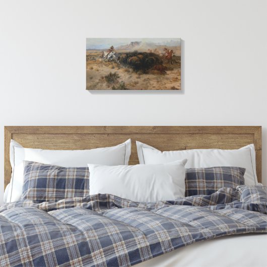 Fine Art The Buffalo Hunt Charles Marion Russell Canvas Afdruk (Insitu (Slaapkamer))