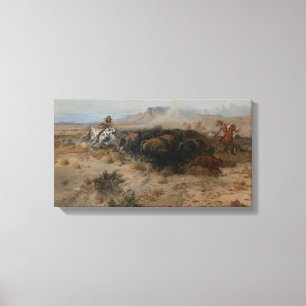 Fine Art The Buffalo Hunt Charles Marion Russell Canvas Afdruk