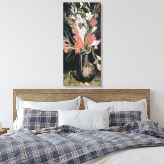 Fine Art Vase met Red Gladioli van Van Gogh Canvas Afdruk (Insitu (Slaapkamer))