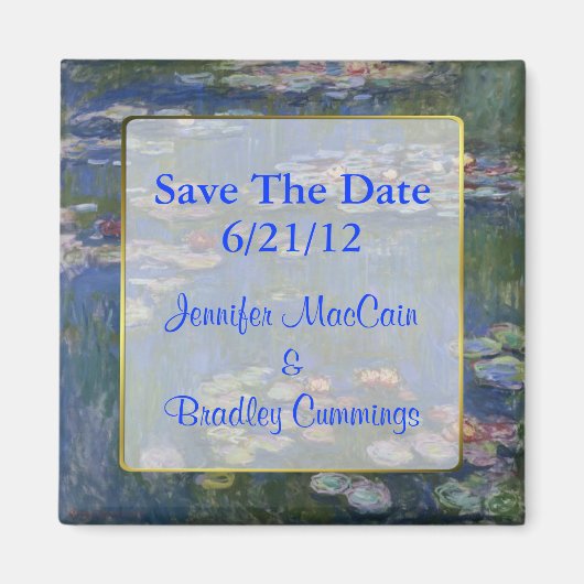 Fine Art Water Lilies Bruiloft Save the Date Magne Magneet (Voorkant)