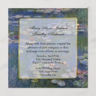 Fine Art Water Lilies Wedding Invitation Kaart