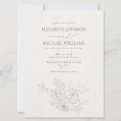 Fine Art Waterverf Gray Floral Foto Wedding Inv Kaart (Achterkant)