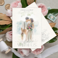 Fine Art Waterverf Gray Floral Foto Wedding Inv