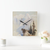 Fine Art Waterverf Mountain Half Dome Yosemite Vierkante Klok (Huis)