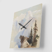 Fine Art Waterverf Mountain Half Dome Yosemite Vierkante Klok (Hoek)