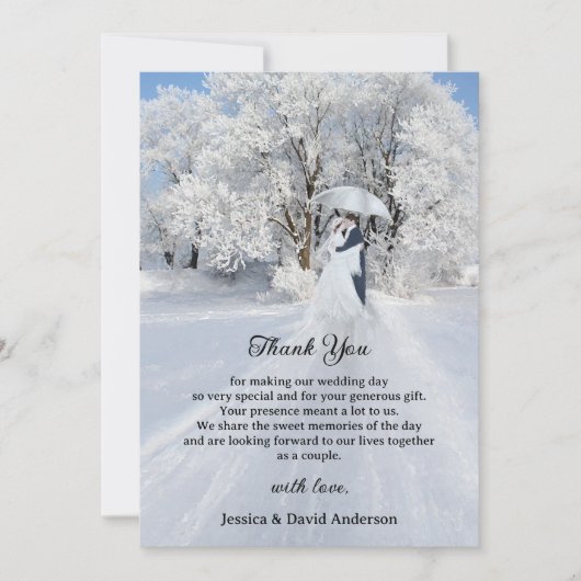 Fine Art Winter Wonderland Bruiloft Dank u kaart (Voorkant)