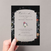 Fine Art Zwarte Bloemen Kalligrafie Acryl Uitnodigingen (Insitu (Draagbaar))