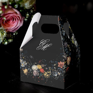 Fine Art Zwarte Bloemen Kalligrafie Bedankdoosjes