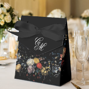 Fine Art Zwarte Bloemen Kalligrafie Bedankdoosjes