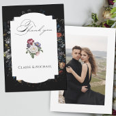 Fine Art Zwarte Bloemen Kalligrafie Foto Bedankkaart