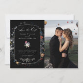 Fine Art Zwarte Bloemen Kalligrafie/Foto Save The Date (Voorkant)