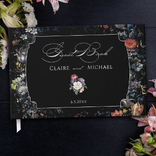Fine Art Zwarte Bloemen Kalligrafie Gastenboek
