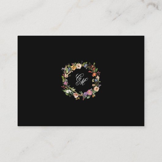 Fine Art Zwarte Bloemen Kalligrafie Informatiekaartje (Achterkant)