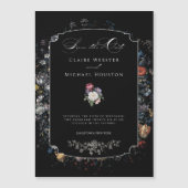 Fine Art Zwarte Bloemen Kalligrafie Magnetische Uitnodiging (Voorkant)