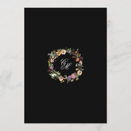 Fine Art Zwarte Bloemen Kalligrafie Menu (Achterkant)