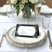 Fine Art Zwarte Bloemen Kalligrafie Plaatskaartje