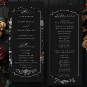 Fine Art Zwarte Bloemen Kalligrafie Programmakaart