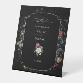 Fine Art Zwarte Bloemen Kalligrafie Reclamebord Met Voetstuk (Voorkant)