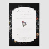 Fine Art Zwarte Bloemen Kalligrafie Vellum Uitnodigingen (Voorkant)