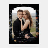 Fine Art Zwarte Bloemen Kalligrafie Welkom Acryl Bord (Voorkant)