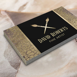 Fine Artist Art Leraar Modern Goud Crackle Visitekaartje