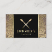 Fine Artist Art Leraar Modern Goud Crackle Visitekaartje (Voorkant)