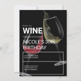 Fine As Wine Elegant Birthday Party Invitation Kaart