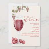 Fine as Wine Elegant Wine Tasting Birthday Invite Kaart (Voorkant)