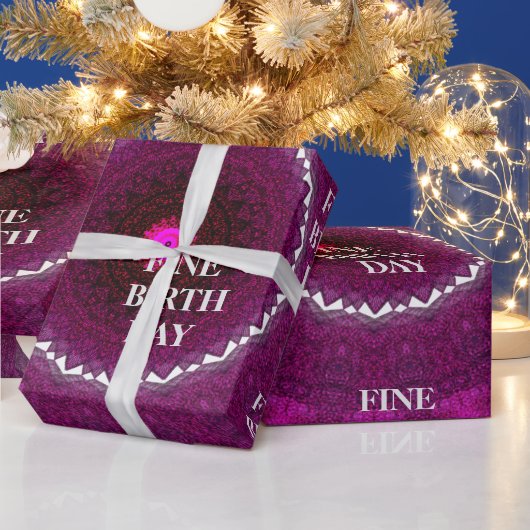 FINE BIRTH DAY_kaleidoscop_Gift_ROYALPURPLE_BLACK Cadeaupapier (Feestdagen)